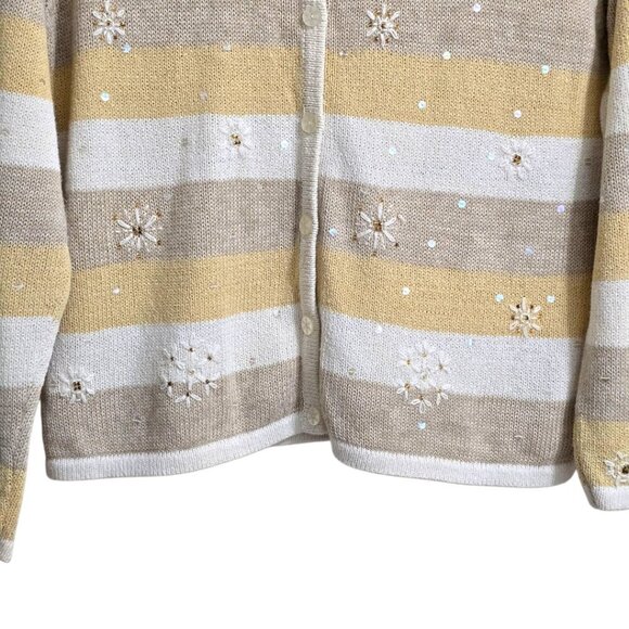 Christopher & Banks Vintage Hand Embroidered Beaded Silk Blend Cardigan Sz L - Picture 4 of 10